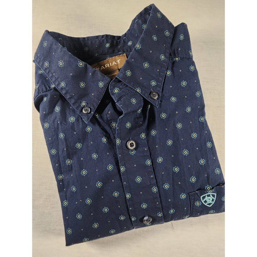 Ariat Jacobi Classic Fit Mens Large Long Sleeve 10054695Blue Geometric Western‎